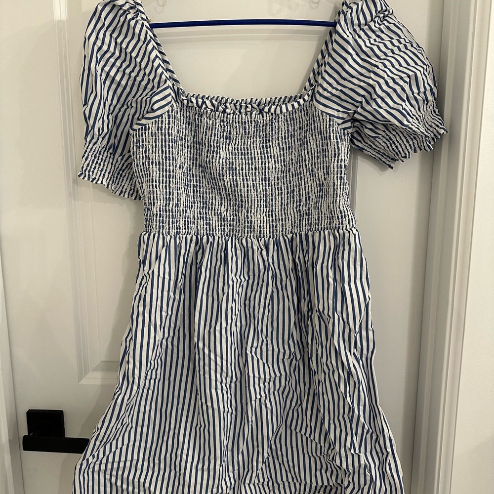 Draper James Blue and White Striped Mini Dress